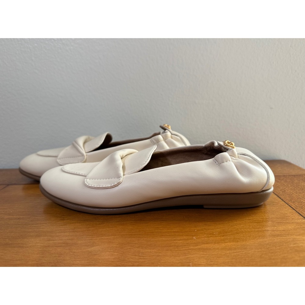 Aerosoles Womens Cream Leather Twisted Knot Elastic Heel Loafers Flats Size 7 - Picture 5 of 7